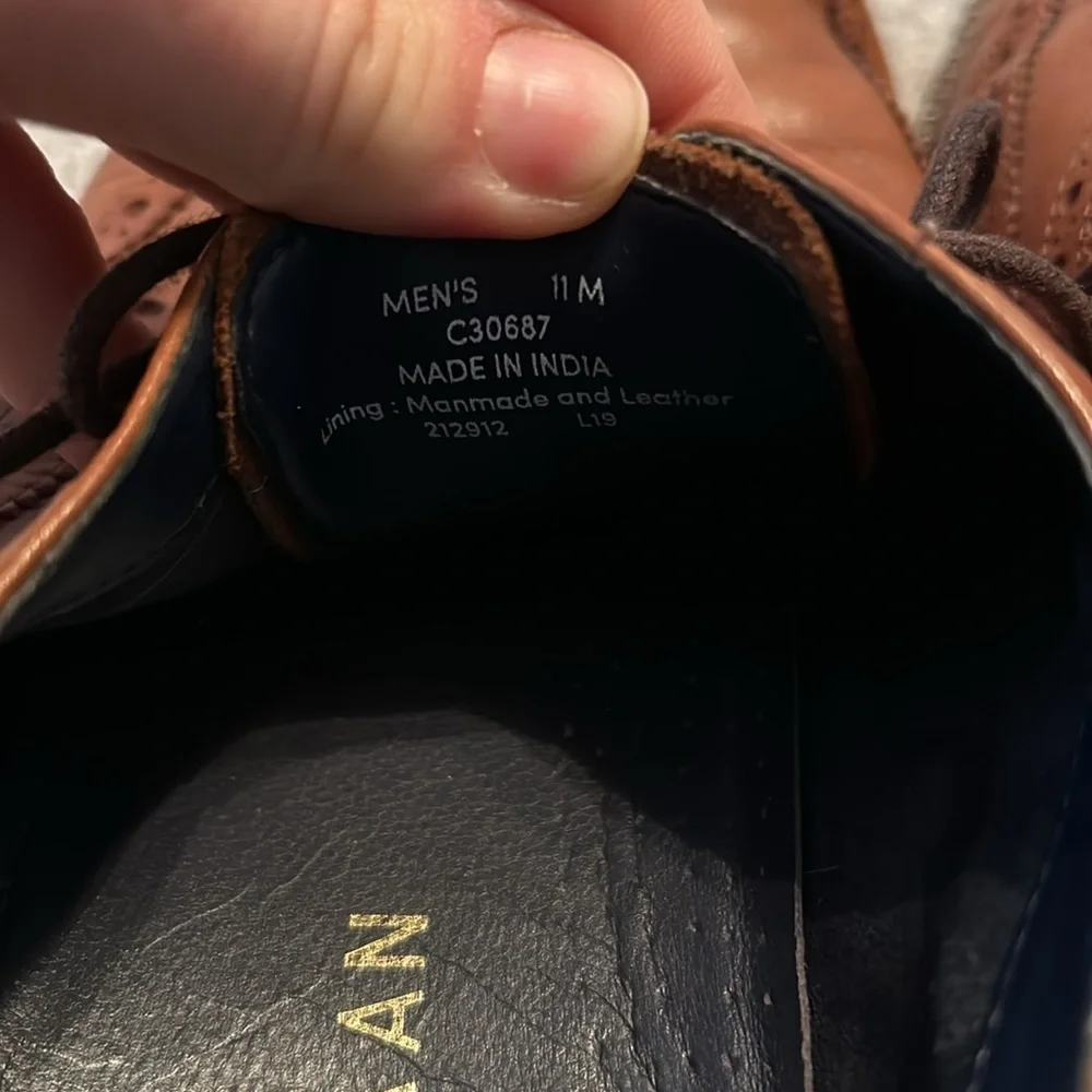 Cole Haan Mens British Tan Leather‎ Wingtip Oxford Dress Shoes C30687 Size 11 M